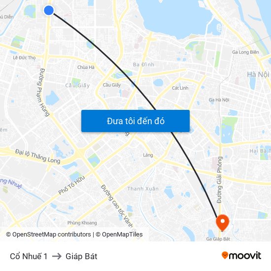 Cổ Nhuế 1 to Giáp Bát map