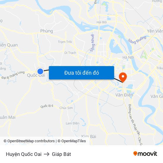 Huyện Quốc Oai to Giáp Bát map