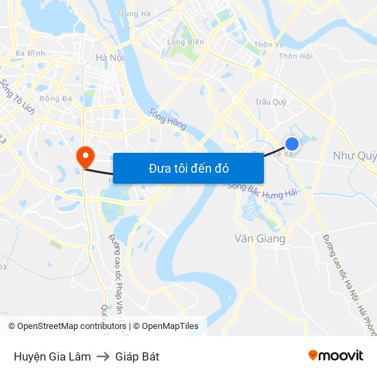 Huyện Gia Lâm to Giáp Bát map