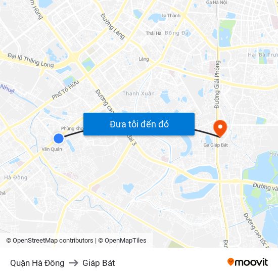 Quận Hà Đông to Giáp Bát map