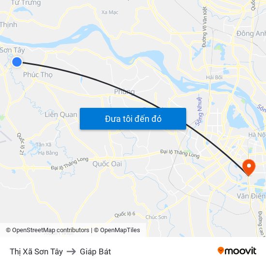 Thị Xã Sơn Tây to Giáp Bát map
