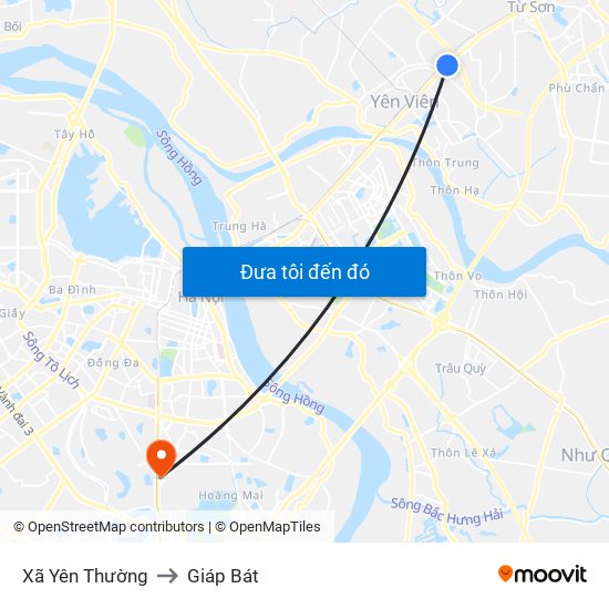 Xã Yên Thường to Giáp Bát map