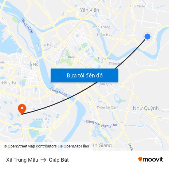 Xã Trung Mầu to Giáp Bát map