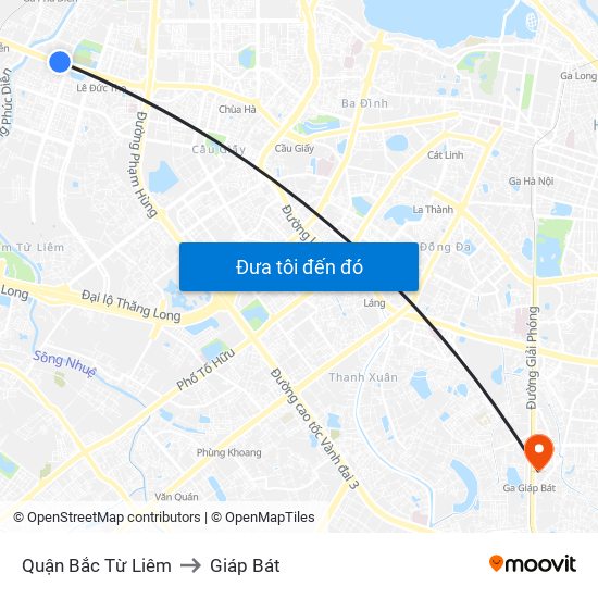 Quận Bắc Từ Liêm to Giáp Bát map