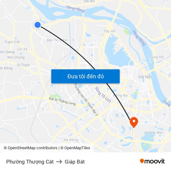 Phường Thượng Cát to Giáp Bát map