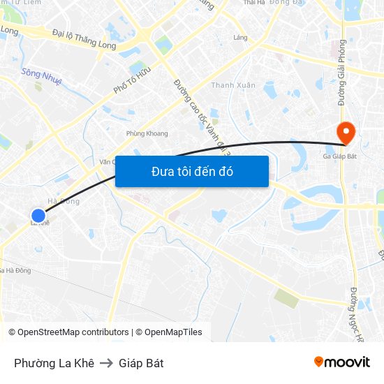 Phường La Khê to Giáp Bát map