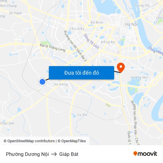 Phường Dương Nội to Giáp Bát map