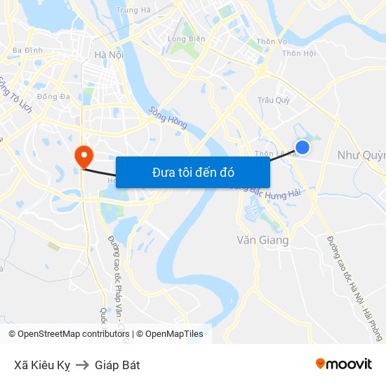 Xã Kiêu Kỵ to Giáp Bát map