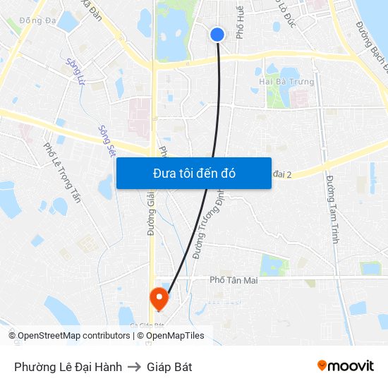 Phường Lê Đại Hành to Giáp Bát map