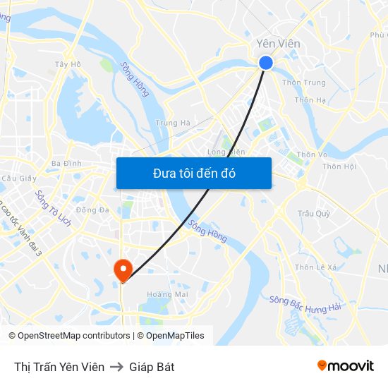 Thị Trấn Yên Viên to Giáp Bát map