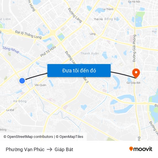 Phường Vạn Phúc to Giáp Bát map