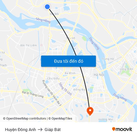 Huyện Đông Anh to Giáp Bát map