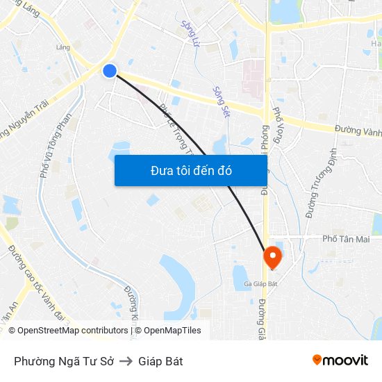 Phường Ngã Tư Sở to Giáp Bát map