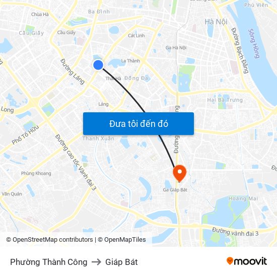 Phường Thành Công to Giáp Bát map