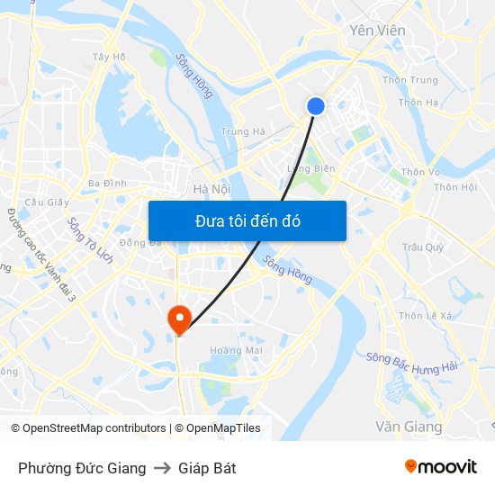 Phường Đức Giang to Giáp Bát map