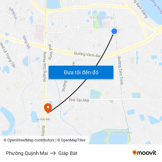 Phường Quỳnh Mai to Giáp Bát map