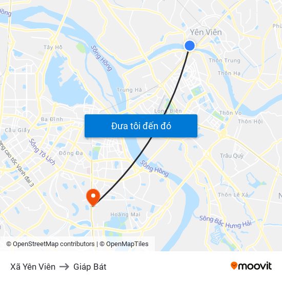 Xã Yên Viên to Giáp Bát map
