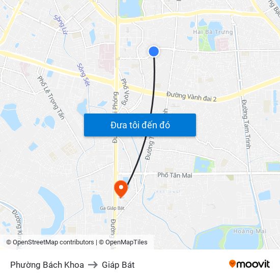 Phường Bách Khoa to Giáp Bát map