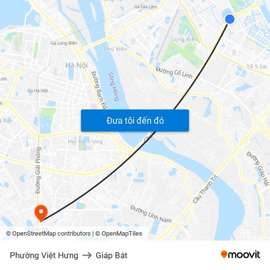 Phường Việt Hưng to Giáp Bát map