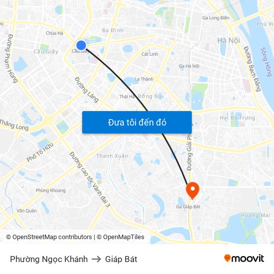 Phường Ngọc Khánh to Giáp Bát map