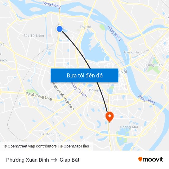 Phường Xuân Đỉnh to Giáp Bát map