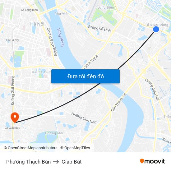 Phường Thạch Bàn to Giáp Bát map