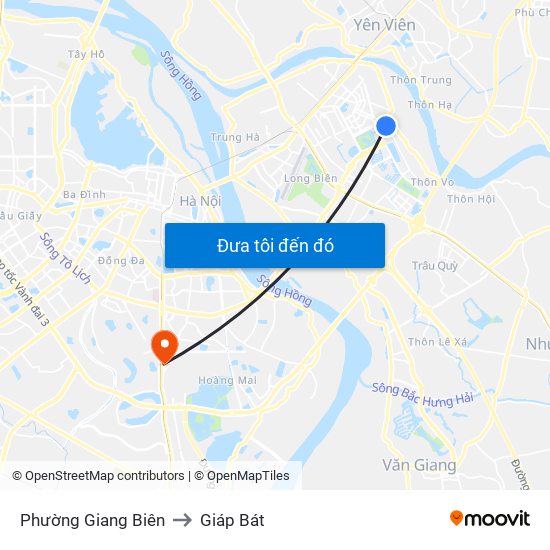 Phường Giang Biên to Giáp Bát map