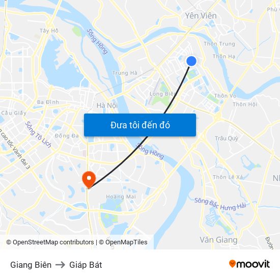 Giang Biên to Giáp Bát map