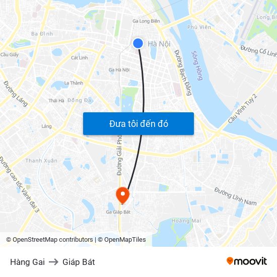 Hàng Gai to Giáp Bát map