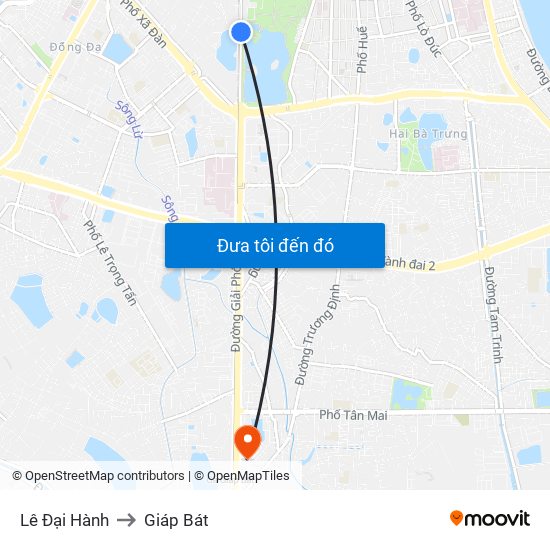 Lê Đại Hành to Giáp Bát map