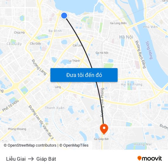 Liễu Giai to Giáp Bát map