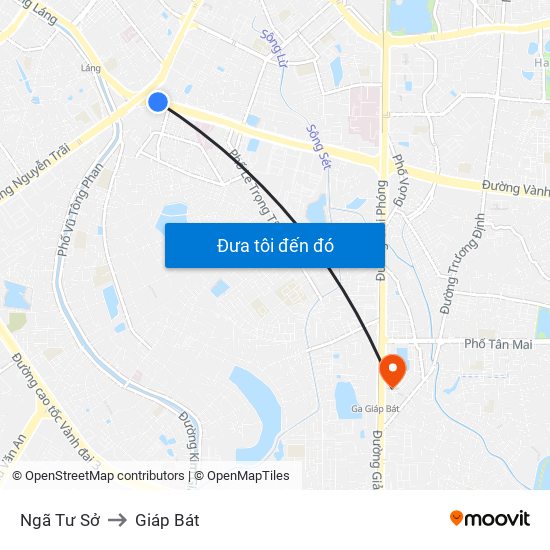 Ngã Tư Sở to Giáp Bát map