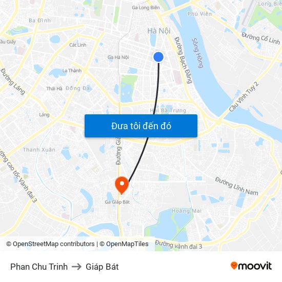 Phan Chu Trinh to Giáp Bát map