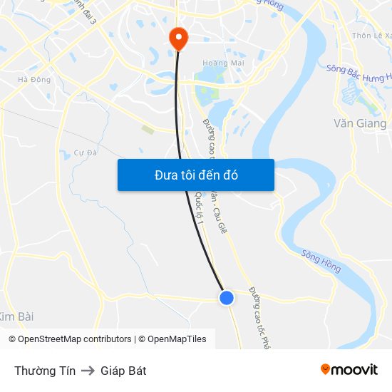 Thường Tín to Giáp Bát map