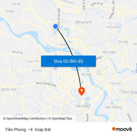 Tiền Phong to Giáp Bát map