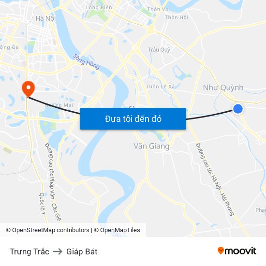 Trưng Trắc to Giáp Bát map