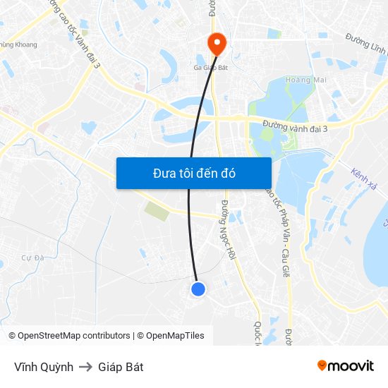 Vĩnh Quỳnh to Giáp Bát map