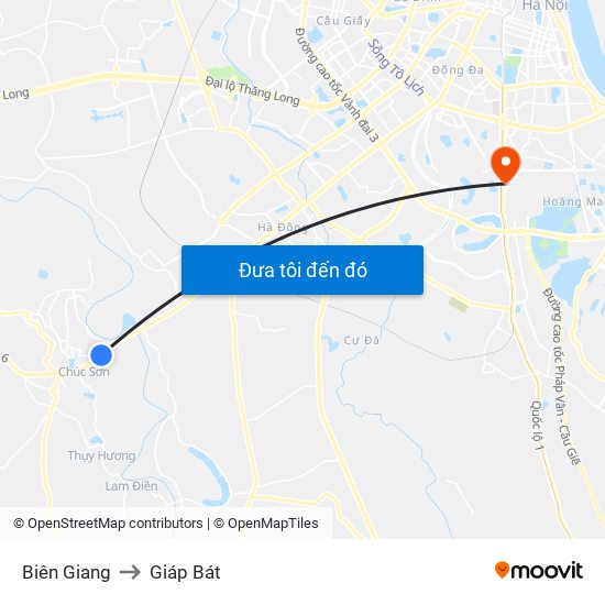 Biên Giang to Giáp Bát map