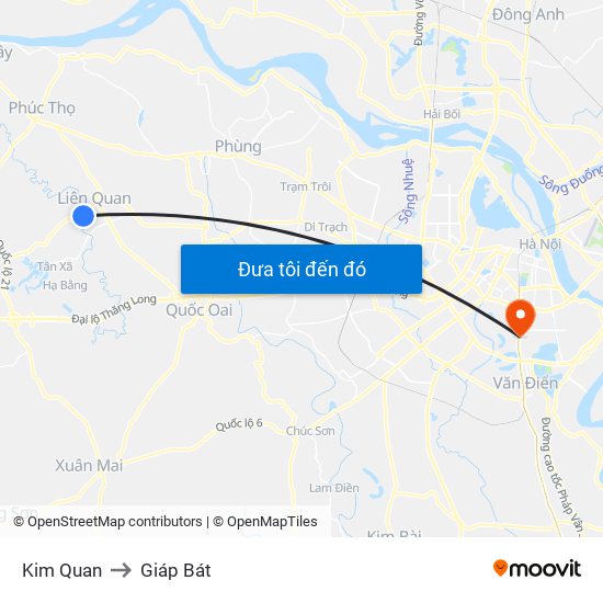 Kim Quan to Giáp Bát map