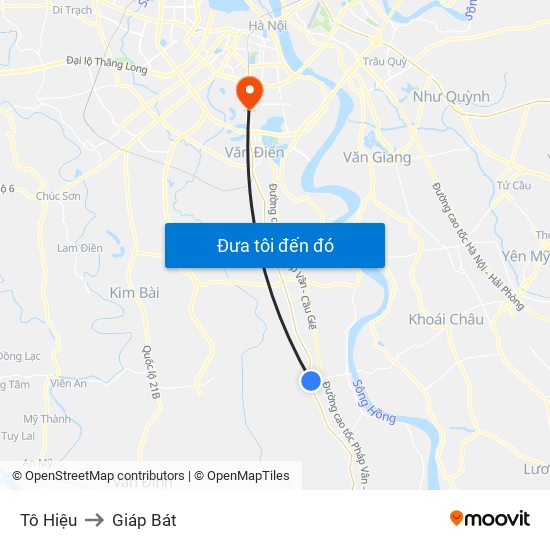 Tô Hiệu to Giáp Bát map