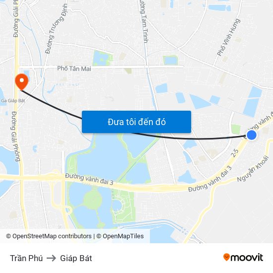 Trần Phú to Giáp Bát map