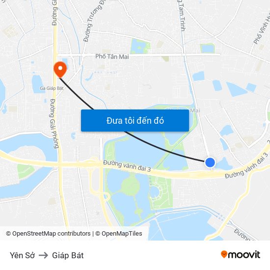 Yên Sở to Giáp Bát map