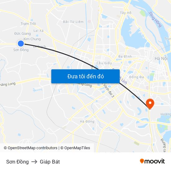 Sơn Đồng to Giáp Bát map