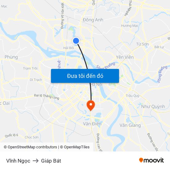 Vĩnh Ngọc to Giáp Bát map