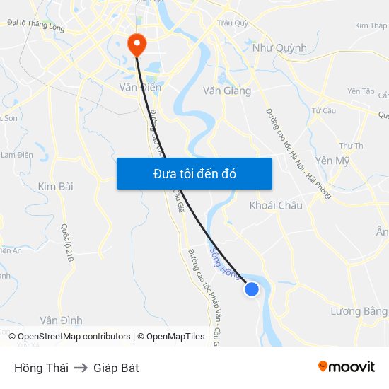 Hồng Thái to Giáp Bát map