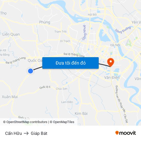 Cấn Hữu to Giáp Bát map