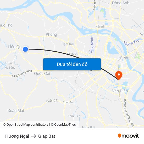 Hương Ngải to Giáp Bát map