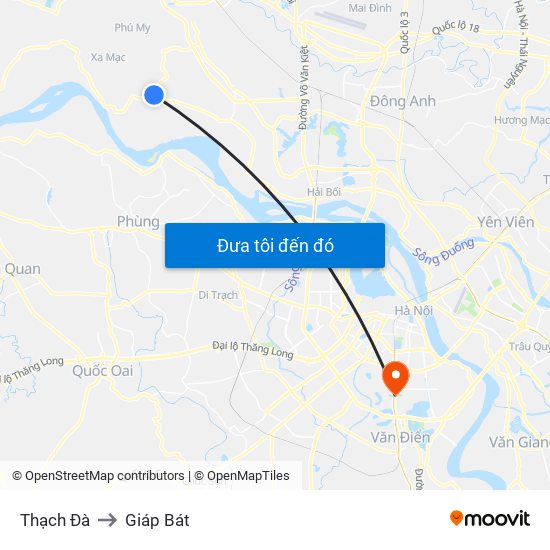 Thạch Đà to Giáp Bát map