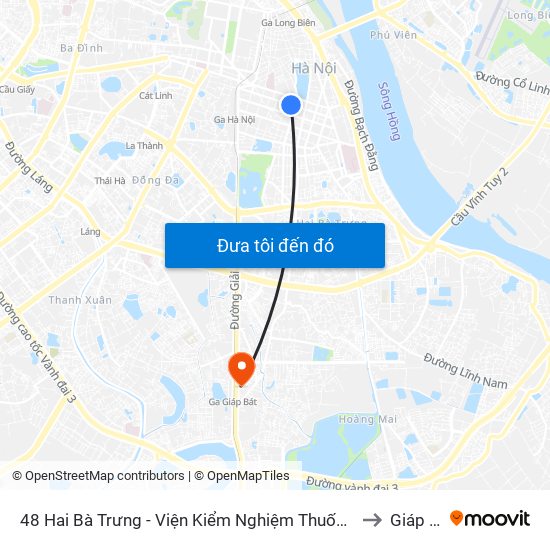 48 Hai Bà Trưng - Viện Kiểm Nghiệm Thuốc Trung Ương to Giáp Bát map