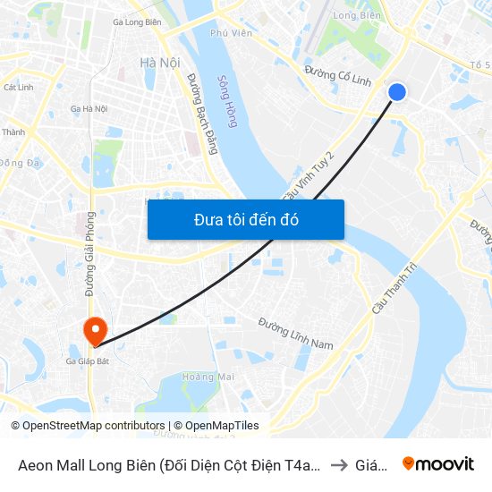 Aeon Mall Long Biên (Đối Diện Cột Điện T4a/2a-B Đường Cổ Linh) to Giáp Bát map